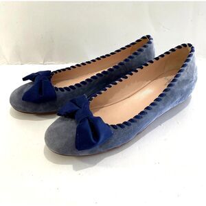 Amalfi by Rangoni ballet flats comfort loafers blue suede bow casual women 9.5